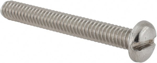 Value Collection - 1/4-20 UNC, 2" Length Under Head Slotted Drive Machine Screw - Pan Head, Grade 18-8 Stainless Steel, Uncoated, Without Washer - Exact Tooling