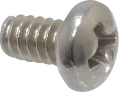 Value Collection - #6-32 UNC, 1/4" Length Under Head Phillips Drive Machine Screw - Pan Head, Grade 18-8 Stainless Steel, Uncoated, Without Washer - Exact Tooling