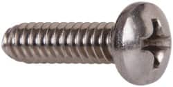 Value Collection - #6-32 UNC, 1/2" Length Under Head Phillips Drive Machine Screw - Pan Head, Grade 18-8 Stainless Steel, Uncoated, Without Washer - Exact Tooling