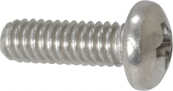 Value Collection - #8-32 UNC, 1/2" Length Under Head Phillips Drive Machine Screw - Pan Head, Grade 18-8 Stainless Steel, Uncoated, Without Washer - Exact Tooling