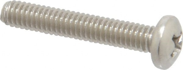 Value Collection - #8-32 UNC, 1" Length Under Head Phillips Drive Machine Screw - Pan Head, Grade 18-8 Stainless Steel, Uncoated, Without Washer - Exact Tooling