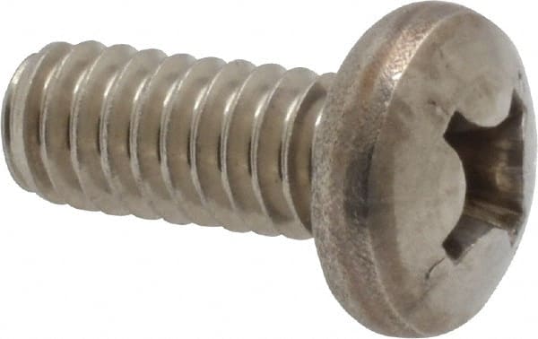 Value Collection - 1/4-20 UNC, 5/8" Length Under Head Phillips Drive Machine Screw - Pan Head, Grade 18-8 Stainless Steel, Uncoated, Without Washer - Exact Tooling