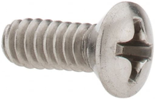 Value Collection - #6-32 UNC, 3/8" OAL Phillips Drive Machine Screw - Oval Head, Grade 18-8 Stainless Steel, Uncoated, Without Washer - Exact Tooling
