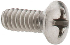 Value Collection - #6-32 UNC, 3/8" OAL Phillips Drive Machine Screw - Oval Head, Grade 18-8 Stainless Steel, Uncoated, Without Washer - Exact Tooling