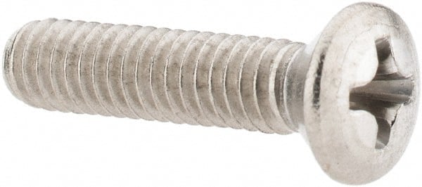 Value Collection - #8-32 UNC, 3/4" OAL Phillips Drive Machine Screw - Oval Head, Grade 18-8 Stainless Steel, Uncoated, Without Washer - Exact Tooling