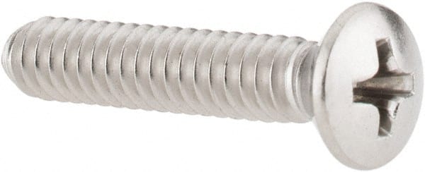 Value Collection - #10-24 UNC, 1" OAL Phillips Drive Machine Screw - Oval Head, Grade 18-8 Stainless Steel, Uncoated, Without Washer - Exact Tooling