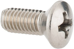 Value Collection - #10-32 UNF, 1/2" OAL Phillips Drive Machine Screw - Oval Head, Grade 18-8 Stainless Steel, Uncoated, Without Washer - Exact Tooling