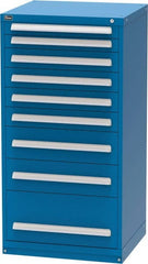Vidmar - 9 Drawer, Modular Storage Cabinet - Steel, 30" Wide x 27-3/4" Deep x 59" High, Blue - Exact Tooling