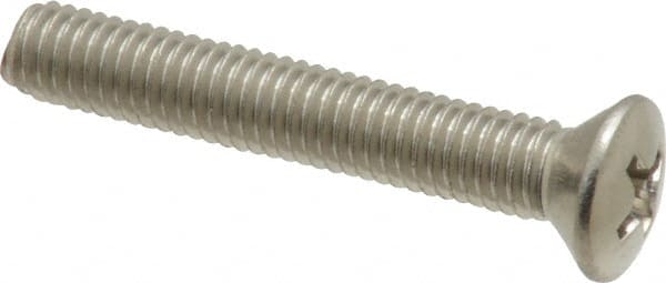 Value Collection - #10-32 UNF, 1-1/4" OAL Phillips Drive Machine Screw - Oval Head, Grade 18-8 Stainless Steel, Uncoated, Without Washer - Exact Tooling