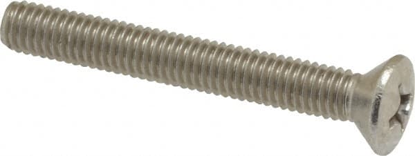 Value Collection - #10-32 UNF, 1-1/2" OAL Phillips Drive Machine Screw - Oval Head, Grade 18-8 Stainless Steel, Uncoated, Without Washer - Exact Tooling
