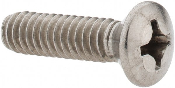 Value Collection - 1/4-20 UNC, 1" OAL Phillips Drive Machine Screw - Oval Head, Grade 18-8 Stainless Steel, Uncoated, Without Washer - Exact Tooling