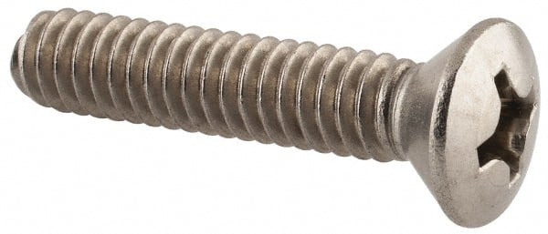 Value Collection - 1/4-20 UNC, 1-1/4" OAL Phillips Drive Machine Screw - Oval Head, Grade 18-8 Stainless Steel, Uncoated, Without Washer - Exact Tooling