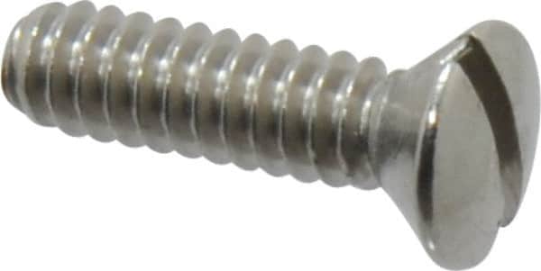 Value Collection - #6-32 UNC, 1/2" OAL Slotted Drive Machine Screw - Oval Head, Grade 18-8 Stainless Steel, Uncoated, Without Washer - Exact Tooling