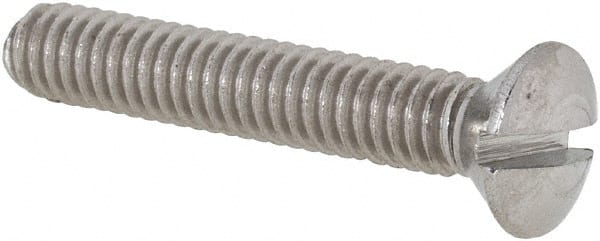 Value Collection - #8-32 UNC, 1" OAL Slotted Drive Machine Screw - Oval Head, Grade 18-8 Stainless Steel, Uncoated, Without Washer - Exact Tooling