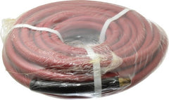 Made in USA - 1/4" ID x 1/2" OD 50' Long Multipurpose Air Hose - MNPT x MNPT Ends, 300 Working psi, 1/4" Fitting, Red - Exact Tooling