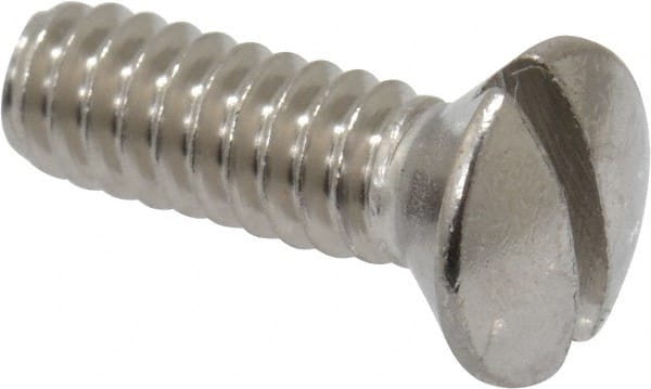 Value Collection - #10-24 UNC, 5/8" OAL Slotted Drive Machine Screw - Oval Head, Grade 18-8 Stainless Steel, Uncoated, Without Washer - Exact Tooling