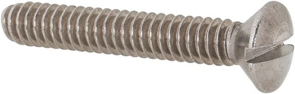 Value Collection - #10-24 UNC, 1-1/4" OAL Slotted Drive Machine Screw - Oval Head, Grade 18-8 Stainless Steel, Uncoated, Without Washer - Exact Tooling