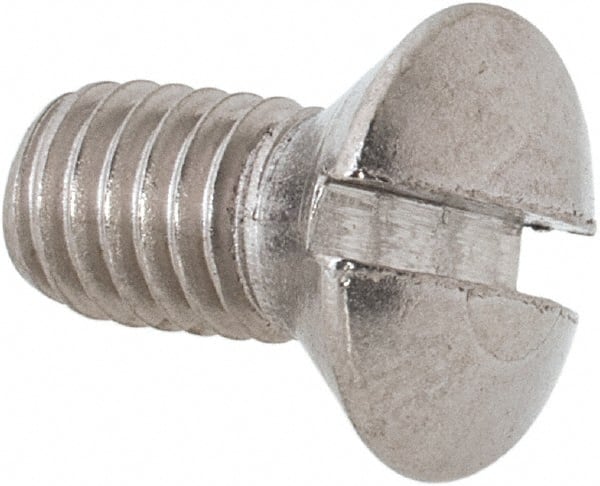 Value Collection - #10-32 UNF, 3/8" OAL Slotted Drive Machine Screw - Oval Head, Grade 18-8 Stainless Steel, Uncoated, Without Washer - Exact Tooling