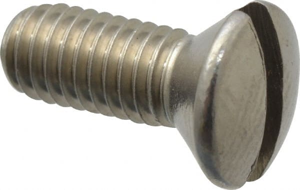 Value Collection - #10-32 UNF, 1/2" OAL Slotted Drive Machine Screw - Oval Head, Grade 18-8 Stainless Steel, Uncoated, Without Washer - Exact Tooling