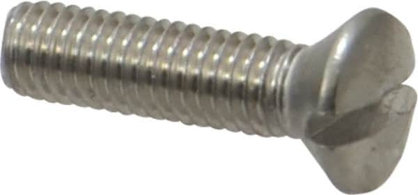 Value Collection - #10-32 UNF, 3/4" OAL Slotted Drive Machine Screw - Oval Head, Grade 18-8 Stainless Steel, Uncoated, Without Washer - Exact Tooling