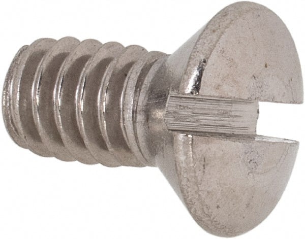 Value Collection - 1/4-20 UNC, 1/2" OAL Slotted Drive Machine Screw - Oval Head, Grade 18-8 Stainless Steel, Uncoated, Without Washer - Exact Tooling