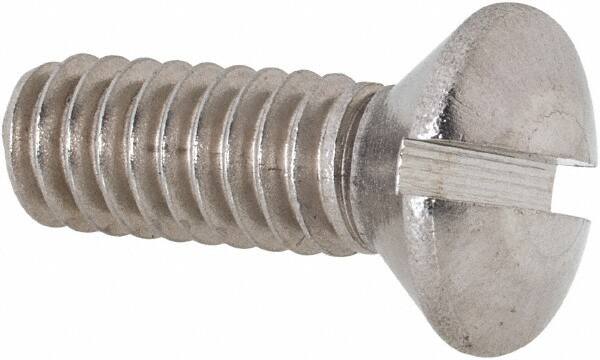 Value Collection - 1/4-20 UNC, 3/4" OAL Slotted Drive Machine Screw - Oval Head, Grade 18-8 Stainless Steel, Uncoated, Without Washer - Exact Tooling
