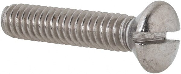 Value Collection - 1/4-20 UNC, 1-1/4" OAL Slotted Drive Machine Screw - Oval Head, Grade 18-8 Stainless Steel, Uncoated, Without Washer - Exact Tooling