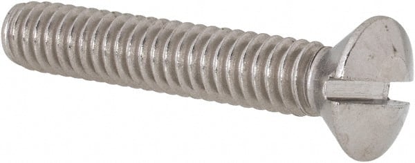 Value Collection - 1/4-20 UNC, 1-1/2" OAL Slotted Drive Machine Screw - Oval Head, Grade 18-8 Stainless Steel, Uncoated, Without Washer - Exact Tooling