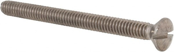 Value Collection - 1/4-20 UNC, 3" OAL Slotted Drive Machine Screw - Oval Head, Grade 18-8 Stainless Steel, Uncoated, Without Washer - Exact Tooling