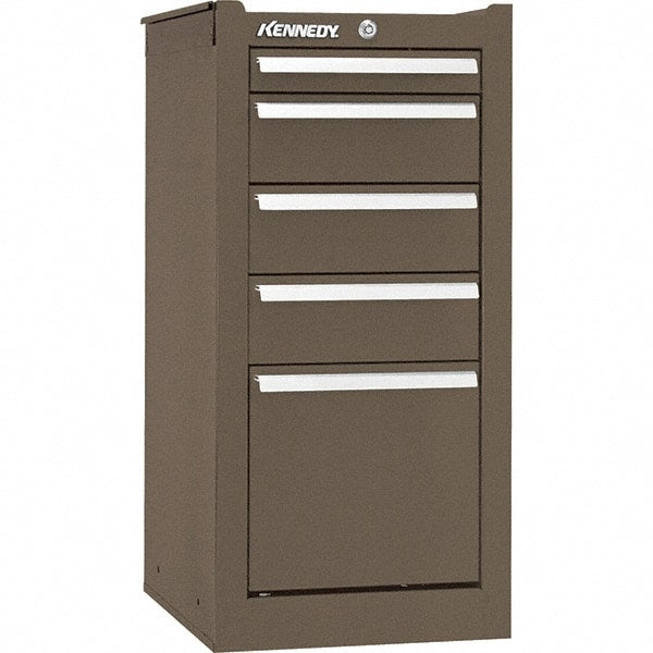 Kennedy - 5 Drawer Brown Side Cabinet - 13-5/8" Wide x 29" High x 18" Deep, Use with 27" Wide Roller Cabinet - Exact Tooling