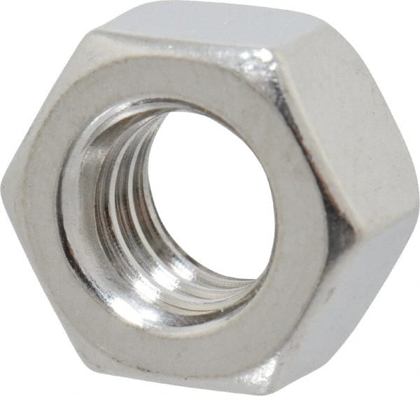 Value Collection - 5/16-18 UNC Stainless Steel Right Hand Hex Nut - 1/2" Across Flats, 17/64" High, Uncoated - Exact Tooling