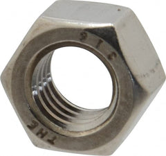 Value Collection - 3/8-16 UNC Stainless Steel Right Hand Hex Nut - 9/16" Across Flats, 21/64" High, Uncoated - Exact Tooling