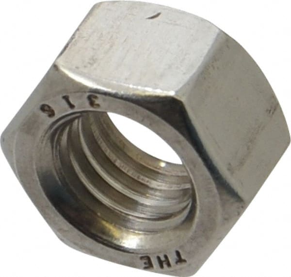 Value Collection - 1/2-13 UNC Stainless Steel Right Hand Hex Nut - 3/4" Across Flats, 7/16" High, Uncoated - Exact Tooling