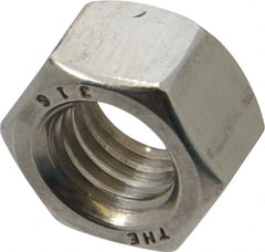 Value Collection - 1/2-13 UNC Stainless Steel Right Hand Hex Nut - 3/4" Across Flats, 7/16" High, Uncoated - Exact Tooling