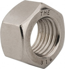 Value Collection - 1-8 UNC Stainless Steel Right Hand Hex Nut - 1-1/2" Across Flats, 55/64" High, Uncoated - Exact Tooling