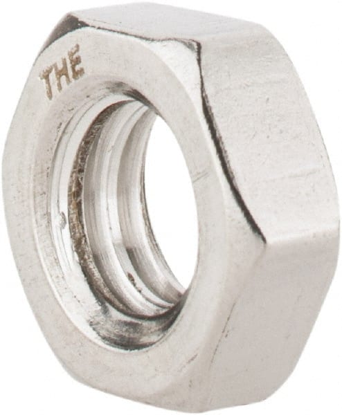 Value Collection - 5/16-18 UNC Stainless Steel Right Hand Hex Jam Nut - 1/2" Across Flats, 3/16" High, Uncoated - Exact Tooling