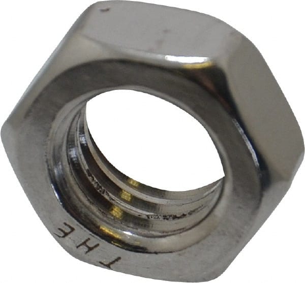 Value Collection - 1/2-13 UNC Stainless Steel Right Hand Hex Jam Nut - 3/4" Across Flats, 5/16" High, Uncoated - Exact Tooling