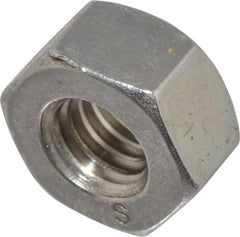 Value Collection - 5/16-18 UNC Stainless Steel Right Hand Heavy Hex Nut - 9/16" Across Flats, 19/64" High, Uncoated - Exact Tooling