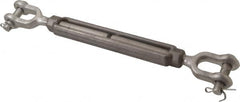 Made in USA - 2,200 Lb Load Limit, 1/2" Thread Diam, 6" Take Up, Stainless Steel Jaw & Jaw Turnbuckle - 7-1/2" Body Length, 3/4" Neck Length, 13" Closed Length - Exact Tooling