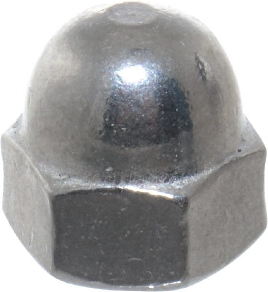 Value Collection - #10-24 UNC, 3/8" Width Across Flats, Uncoated, Stainless Steel Acorn Nut - 9/32" Overall Height, Grade 18-8 - Exact Tooling