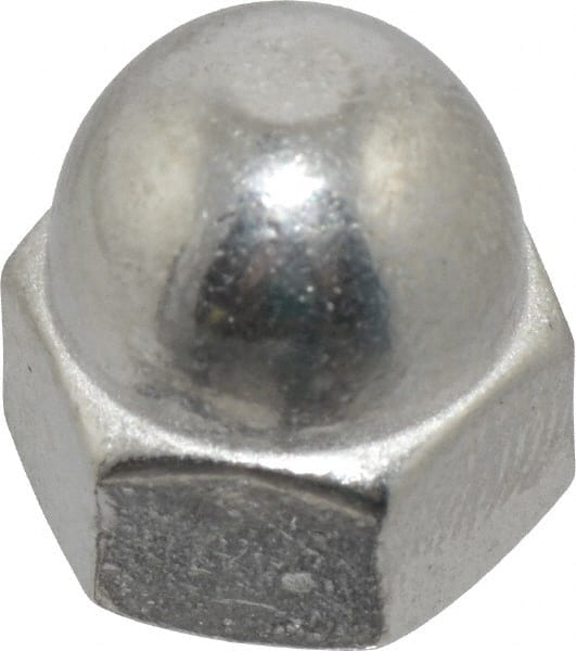 Value Collection - 1/4-20" UNC, 7/16" Width Across Flats, Uncoated, Stainless Steel Acorn Nut - 21/64" Overall Height, Grade 18-8 - Exact Tooling