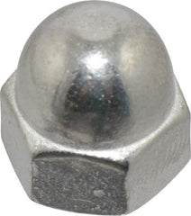 Value Collection - 1/4-20" UNC, 7/16" Width Across Flats, Uncoated, Stainless Steel Acorn Nut - 21/64" Overall Height, Grade 18-8 - Exact Tooling