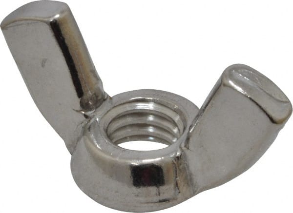 Value Collection - 3/8-16 UNC, Stainless Steel Standard Wing Nut - Grade 18-8, 1.44" Wing Span, 0.79" Wing Span - Exact Tooling