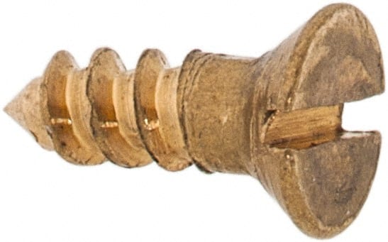 Value Collection - #2, 1/4" OAL, Slotted Drive, Flat Head Wood Screw - ASME B18.6.1, Brass - Exact Tooling
