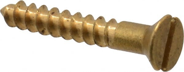 Value Collection - #4, 3/4" OAL, Slotted Drive, Flat Head Wood Screw - ASME B18.6.1, Brass - Exact Tooling