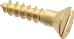 Value Collection - #6, 5/8" OAL, Slotted Drive, Flat Head Wood Screw - ASME B18.6.1, Brass - Exact Tooling