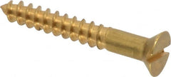 Value Collection - #6, 1" OAL, Slotted Drive, Flat Head Wood Screw - ASME B18.6.1, Brass - Exact Tooling