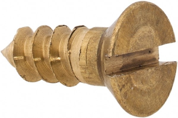 Value Collection - #8, 1/2" OAL, Slotted Drive, Flat Head Wood Screw - ASME B18.6.1, Brass - Exact Tooling