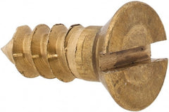 Value Collection - #8, 1/2" OAL, Slotted Drive, Flat Head Wood Screw - ASME B18.6.1, Brass - Exact Tooling