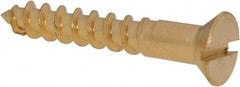 Value Collection - #10, 1-1/4" OAL, Slotted Drive, Flat Head Wood Screw - ASME B18.6.1, Brass - Exact Tooling